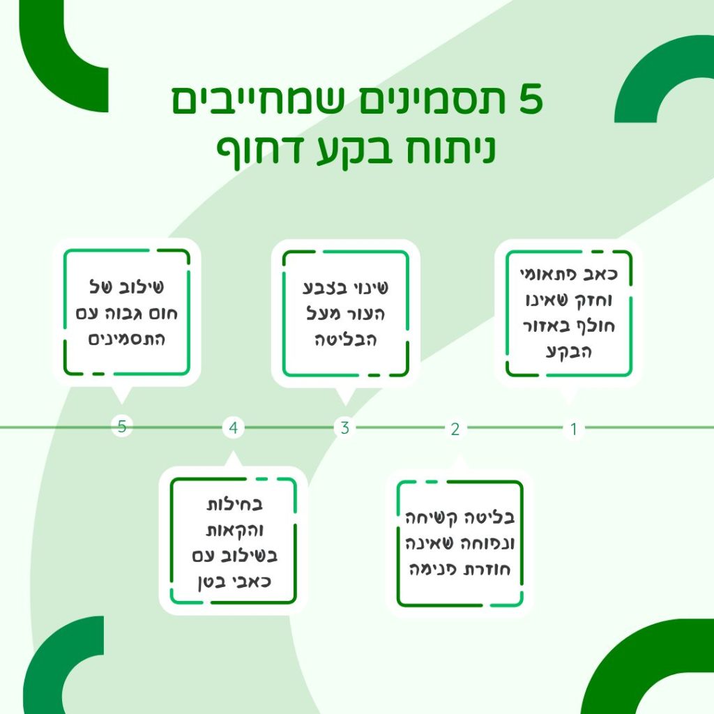 תסמינים לניתוח בקע דחוף